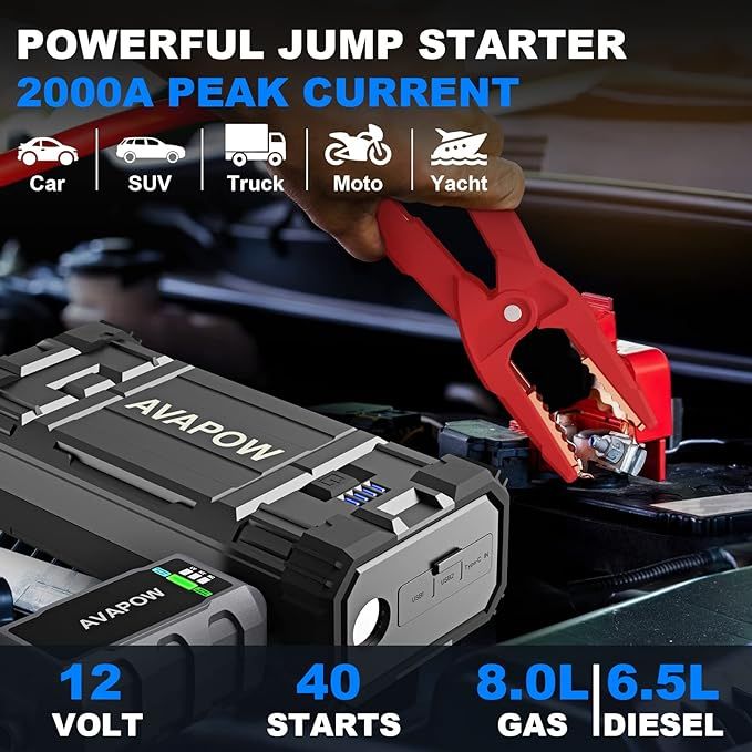 AVAPOW Car Jump Starter 2000A
